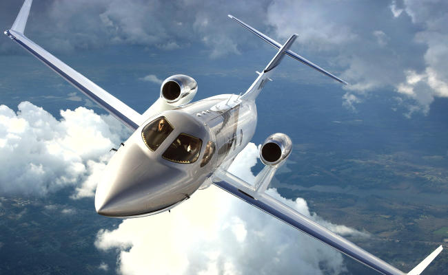 hondajet over water for an airplane appraiser